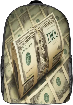100 Dollar Backpack with Adjustable Straps, Suitable for Travel Picnics Activities