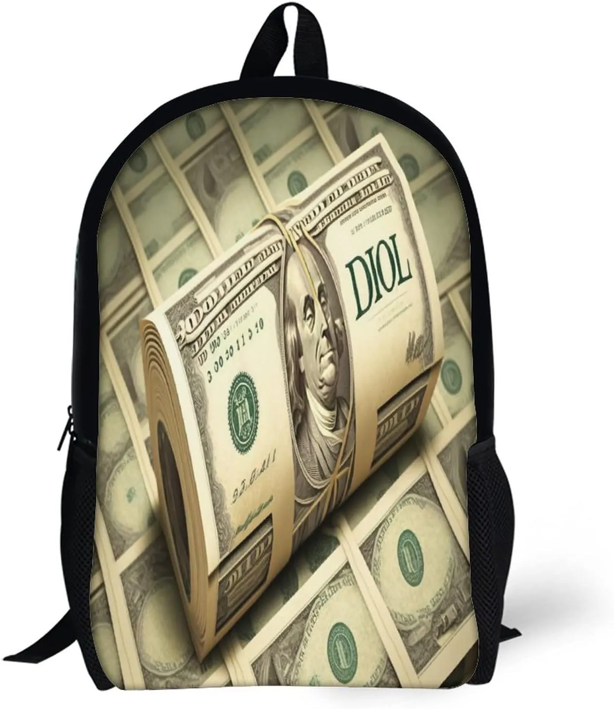 100 Dollar Backpack with Adjustable Straps, Suitable for Travel Picnics Activities
