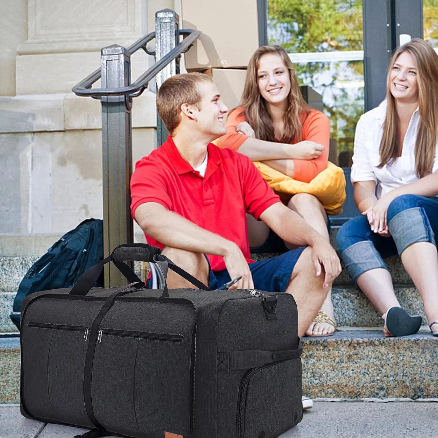 100L Travel Duffle Bag for Men, Urtala 32” Large Duffle Bag for Traveling with Shoe Compartment, Foldable Travel Duffel Bag Weekender Bag Gym Bag for Men Women Waterproof & Tear Resistant (Black)