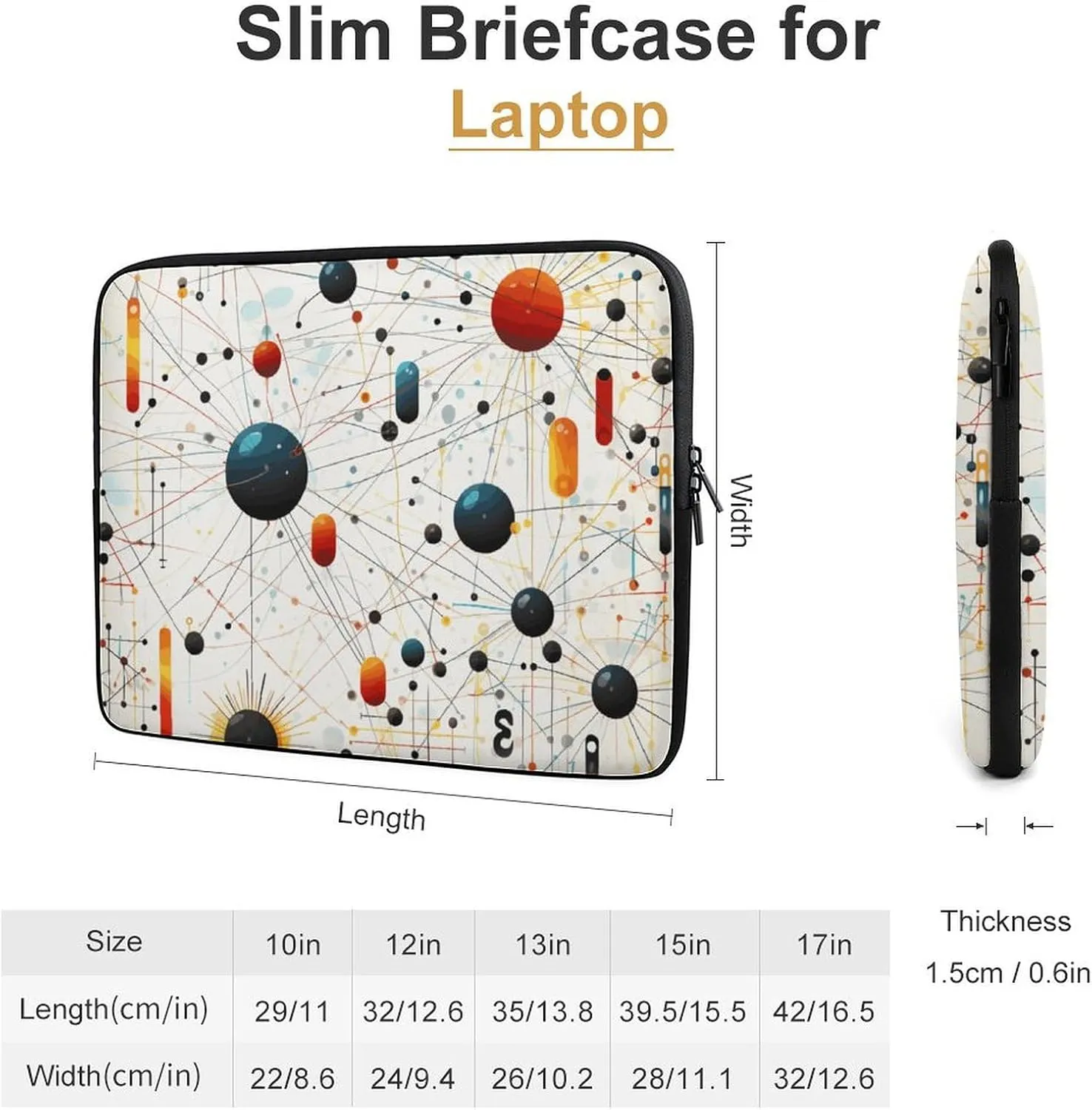 12inch Laptop Sleeve Bag Physics Print Laptop Bag for Men Women Sleeve Water Resistant Computer Case Computer Carrying Bag