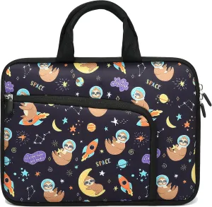 14 15 15.4 15.6 inch Laptop Handle Bag Computer Protect Case Pouch Holder Notebook Sleeve Neoprene Cover Soft Carrying Case with Extra Pockets For Dell Lenovo HP Chromebook (Space Sloth)