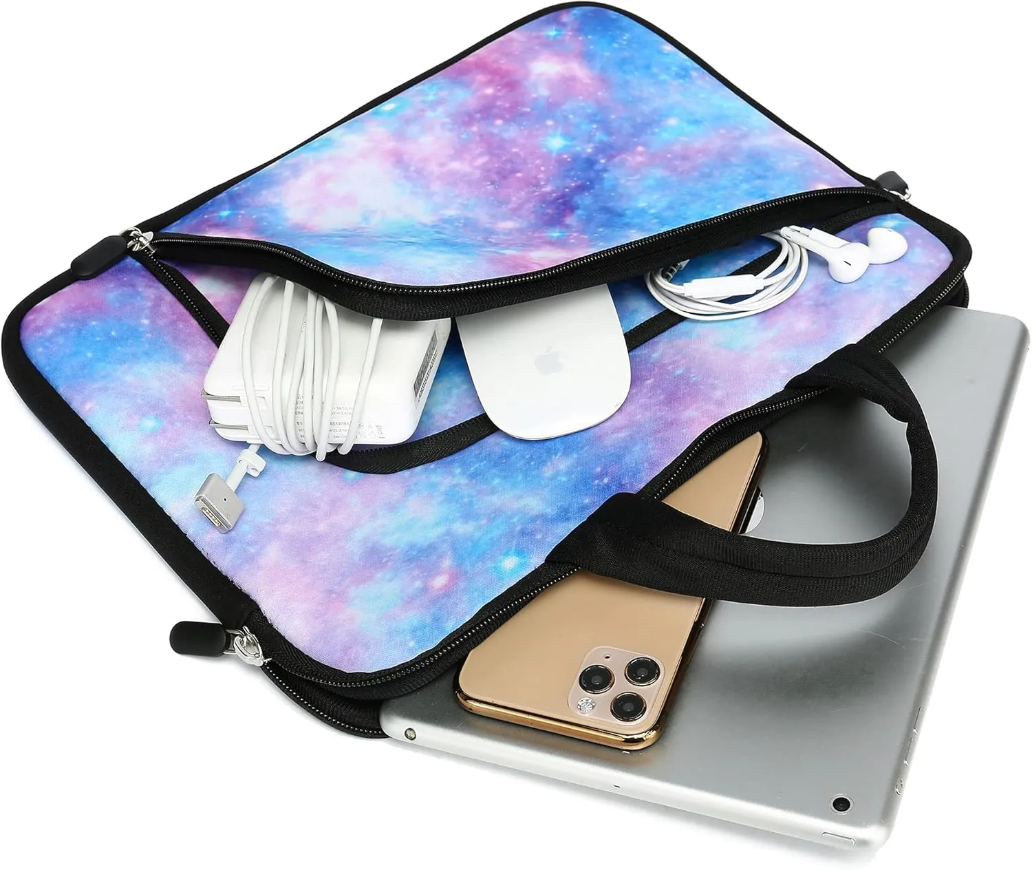 14 15 15.4 15.6 inch Laptop Handle Bag Computer Protect Case Pouch Holder Notebook Sleeve Neoprene Cover Soft Carrying Case with Extra Pockets For Dell Lenovo Toshiba Chromebook ASUS Acer(Blue Galaxy)