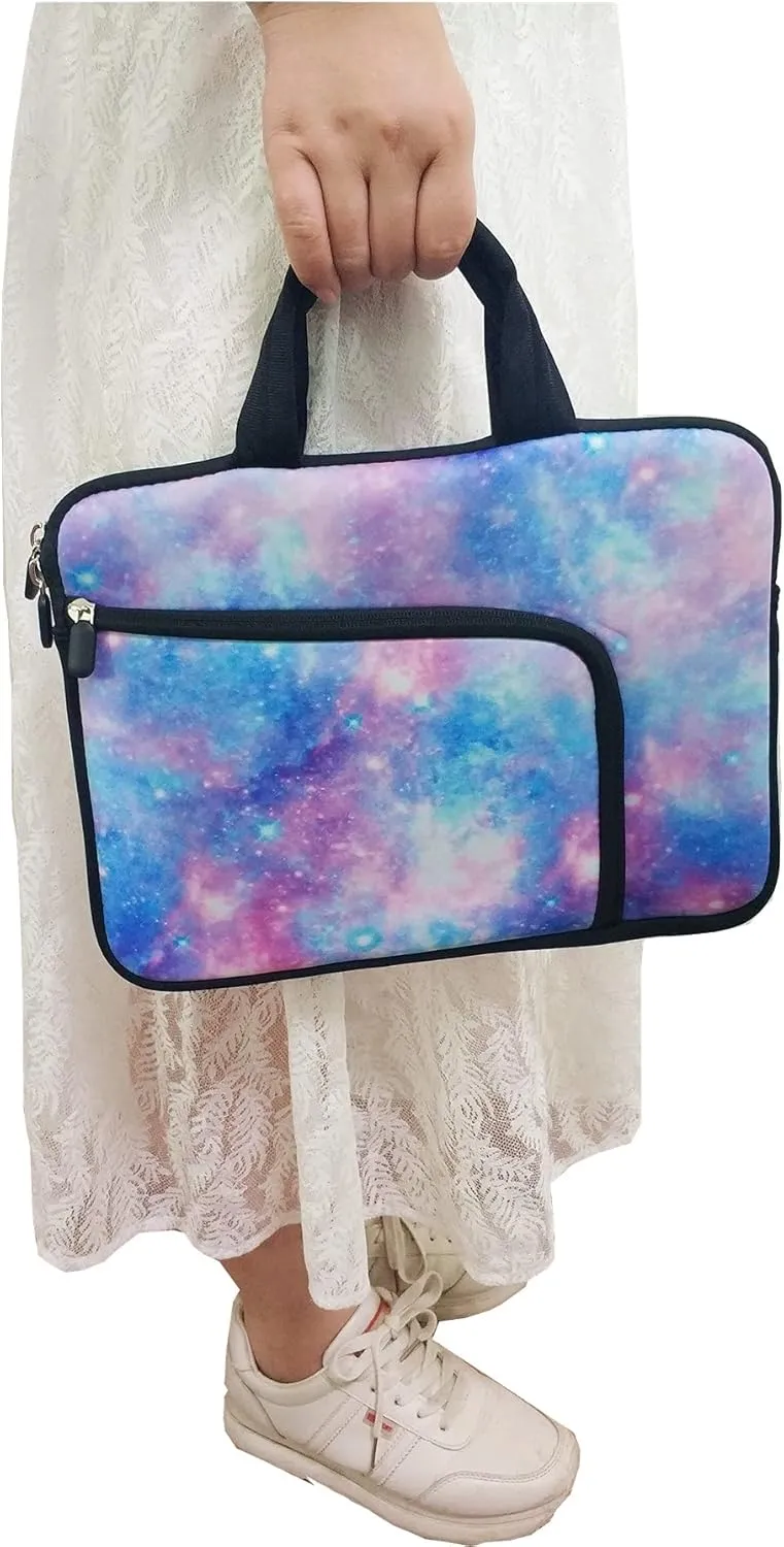 14 15 15.4 15.6 inch Laptop Handle Bag Computer Protect Case Pouch Holder Notebook Sleeve Neoprene Cover Soft Carrying Case with Extra Pockets For Dell Lenovo Toshiba Chromebook ASUS Acer(Blue Galaxy)