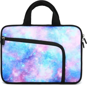 14 15 15.4 15.6 inch Laptop Handle Bag Computer Protect Case Pouch Holder Notebook Sleeve Neoprene Cover Soft Carrying Case with Extra Pockets For Dell Lenovo Toshiba Chromebook ASUS Acer(Blue Galaxy)