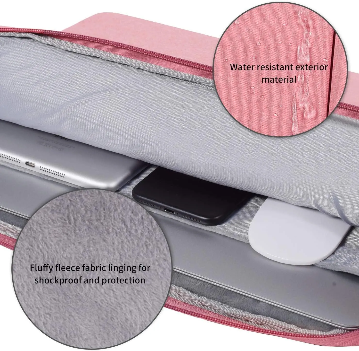 14-15 Inch Waterproof Laptop Case Compatible Acer Chromebook 14/Aspire 14,HP Chromebook 14,LG Gram 14", VivoBook 14/ ZenBook 14", Dell Inspiron,Samsung HP Stream 14 inch Laptop Bag, Pink