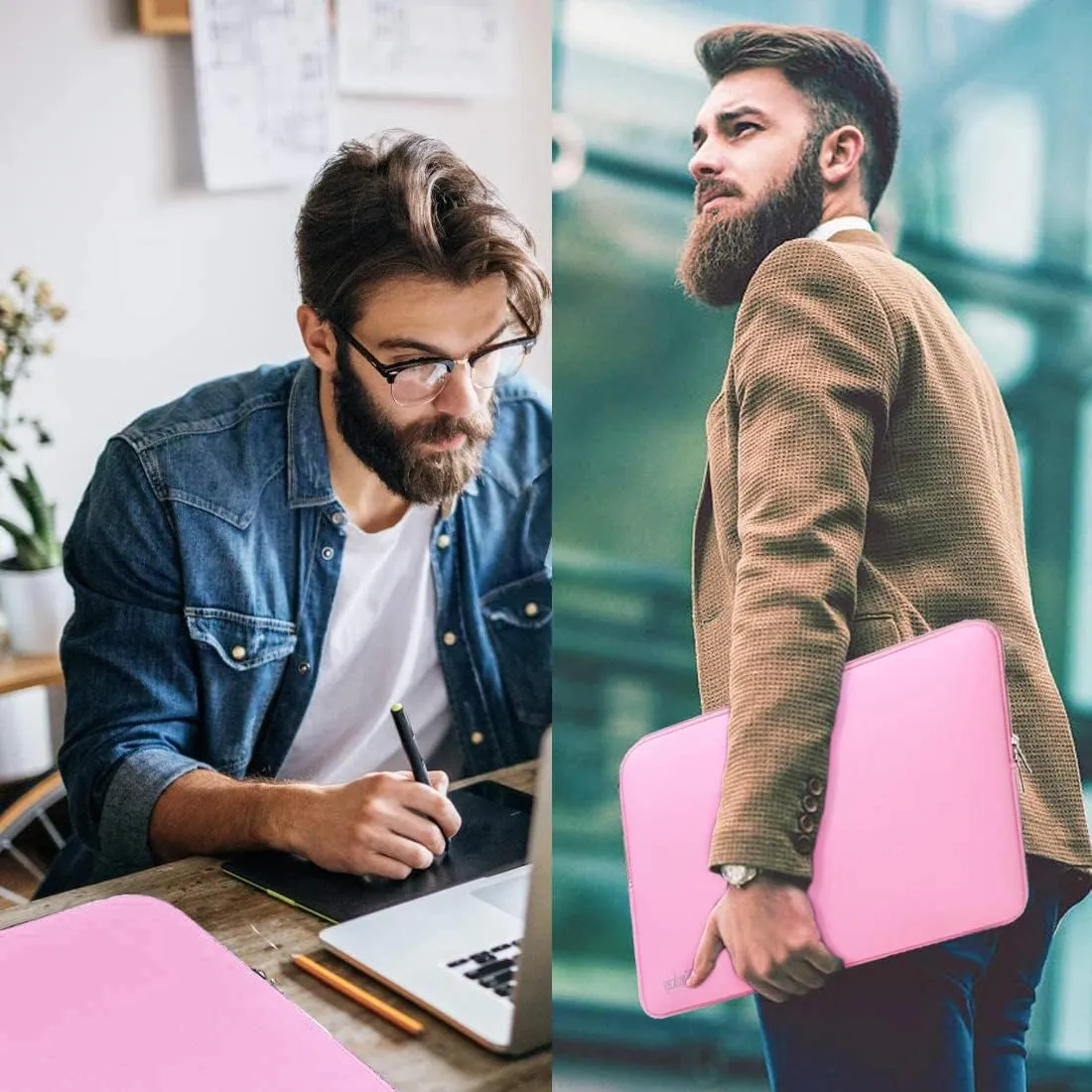 14 Inch Laptop Sleeve, Resistant Neoprene Laptop Sleeve/Notebook Computer Pocket Case/Tablet Briefcase Carrying Bag for 14 inch HP, Lenovo, Asus Notebook, Ultrabook, Pink