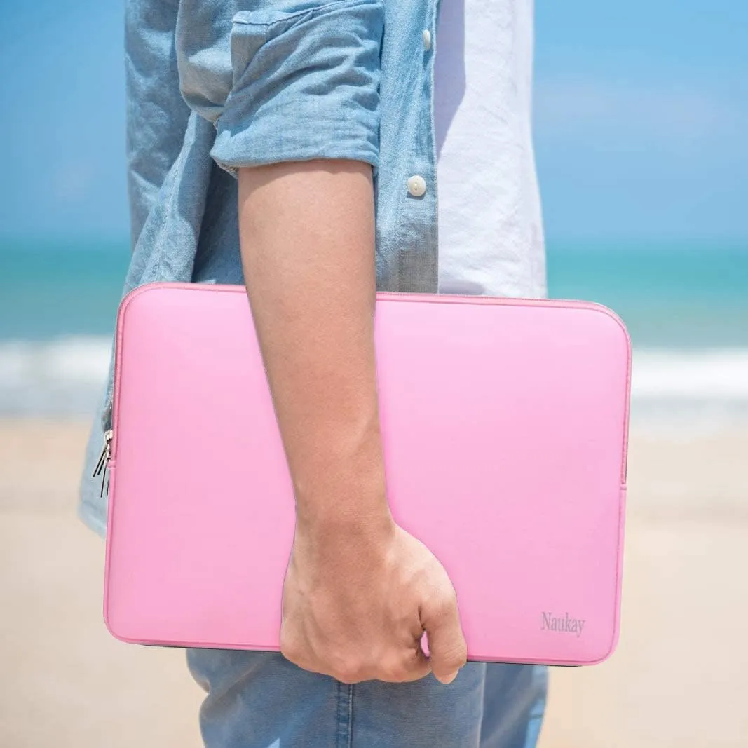 14 Inch Laptop Sleeve, Resistant Neoprene Laptop Sleeve/Notebook Computer Pocket Case/Tablet Briefcase Carrying Bag for 14 inch HP, Lenovo, Asus Notebook, Ultrabook, Pink