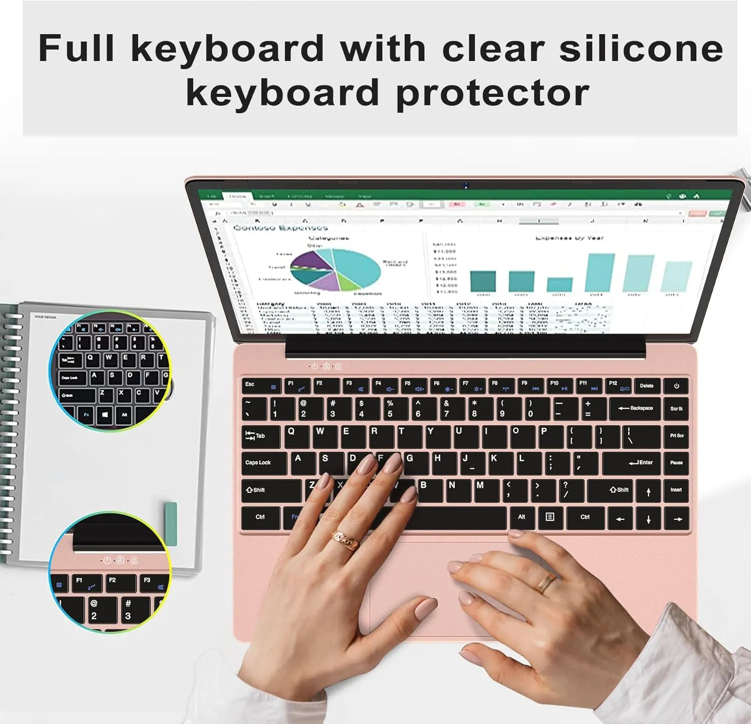 14" Win 11 Traditional Laptop 6GB 256GB SSD N4020 Laptop Celeron 2 Core 1920x1080 FHD Support 5G WiFi BT 4.2 512GB TF 1TB SSD Expand Cooling Fan for Business Study-Gold