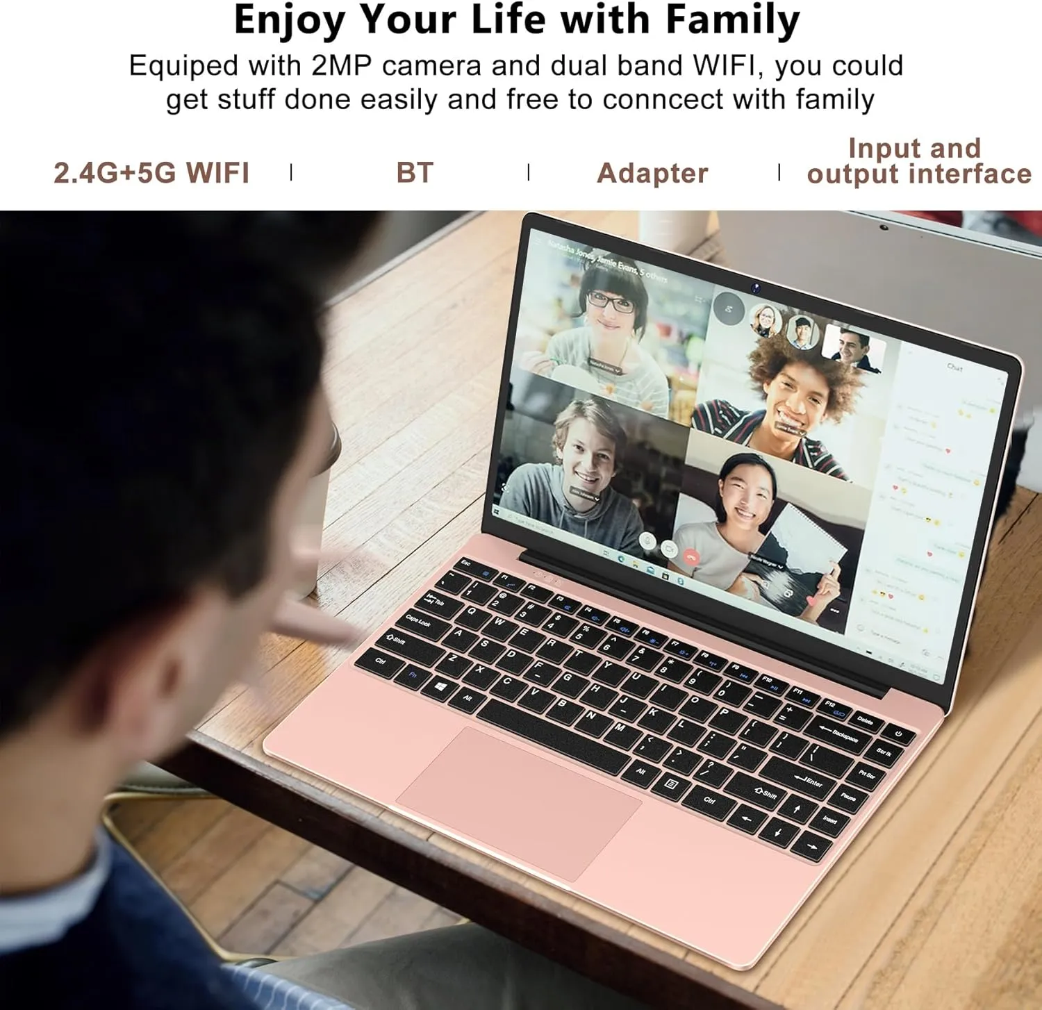 14" Win 11 Traditional Laptop 6GB 256GB SSD N4020 Laptop Celeron 2 Core 1920x1080 FHD Support 5G WiFi BT 4.2 512GB TF 1TB SSD Expand Cooling Fan for Business Study-Gold