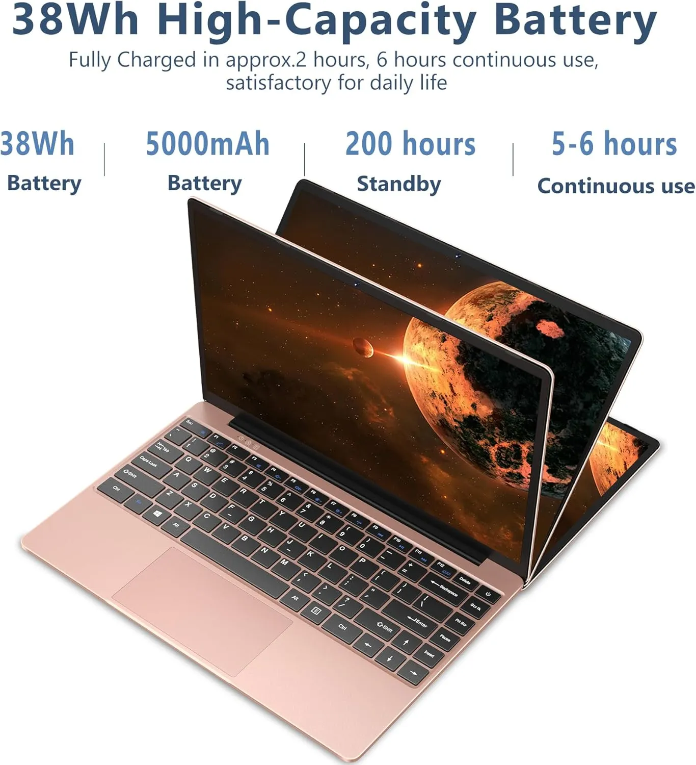 14" Win 11 Traditional Laptop 6GB 256GB SSD N4020 Laptop Celeron 2 Core 1920x1080 FHD Support 5G WiFi BT 4.2 512GB TF 1TB SSD Expand Cooling Fan for Business Study-Gold