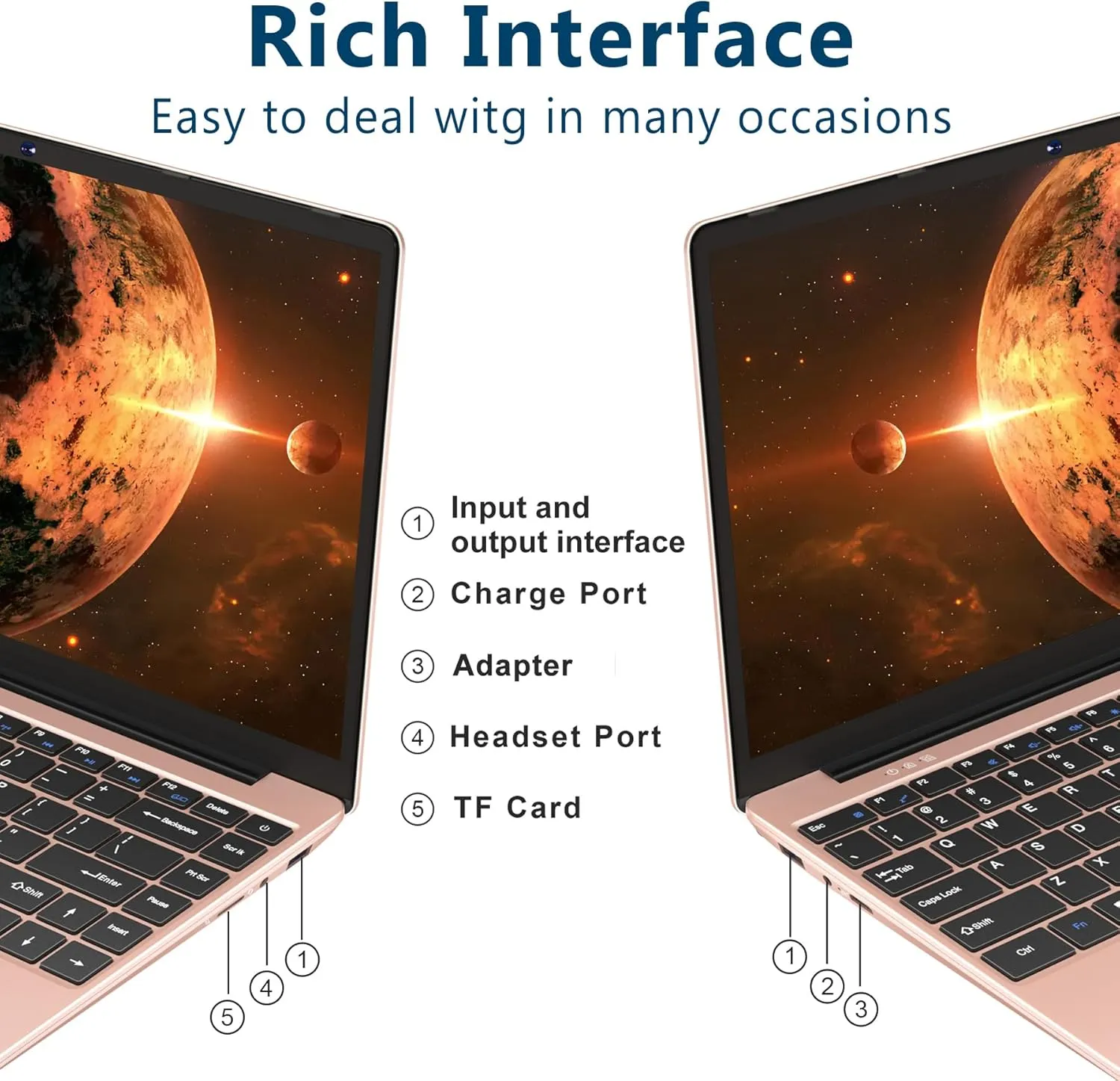 14" Win 11 Traditional Laptop 6GB 256GB SSD N4020 Laptop Celeron 2 Core 1920x1080 FHD Support 5G WiFi BT 4.2 512GB TF 1TB SSD Expand Cooling Fan for Business Study-Gold