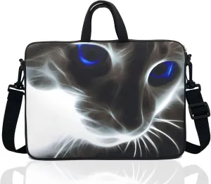 15-Inch to 15.6-Inch Neoprene Laptop Shoulder Messenger Bag Case Sleeve For 14 14.1 15 15.6" Inch Acer/Asus/Dell/Lenovo/Thinkpad/HP/Macbook Pro/Air (Grey Cat)