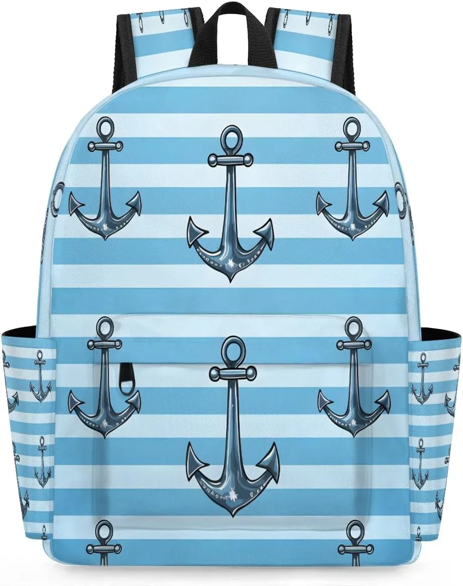 15.1 Inch Casual Backpack Anchor Ocean Small Backpack with Multiple Pocket Waterproof Mini Bags Daypack with Chest Strap Anchor Travel Bag