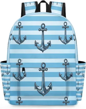 15.1 Inch Casual Backpack Anchor Ocean Small Backpack with Multiple Pocket Waterproof Mini Bags Daypack with Chest Strap Anchor Travel Bag