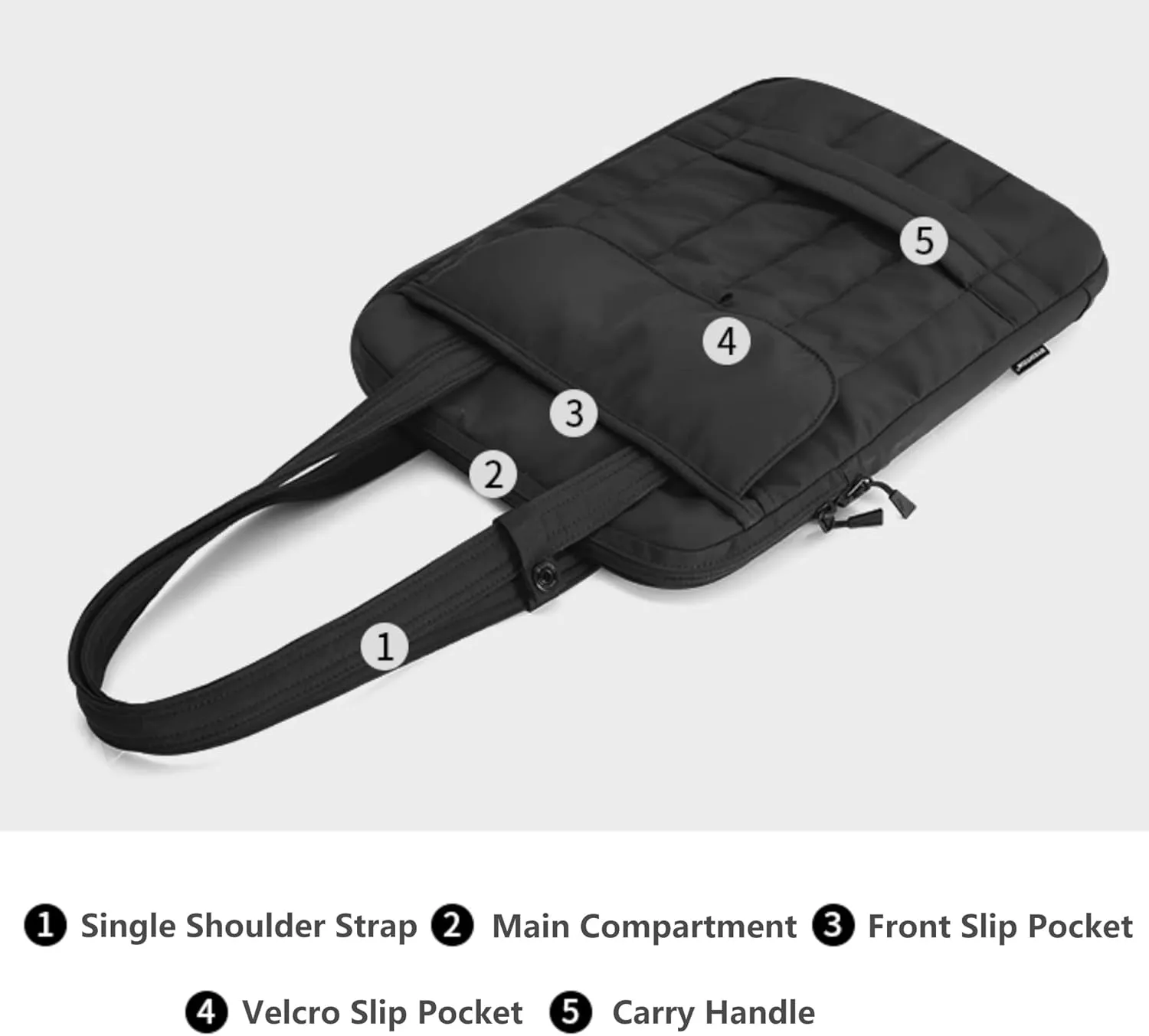 15.6 Inch Laptop Shoulder Bag, Vertical Puffy Laptop Sleeve for MacBook Pro/Air M4/M3/M2/M1 (2024-2019), iPad Pro/Air/Mini, Handle Carrying Case with Back Luggage Strap (Black)