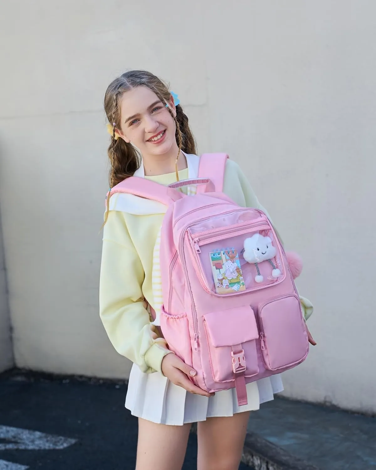 15.6 Laptop Backpack for Girls Bookbag College Middle High School Bag for Student Green Plain