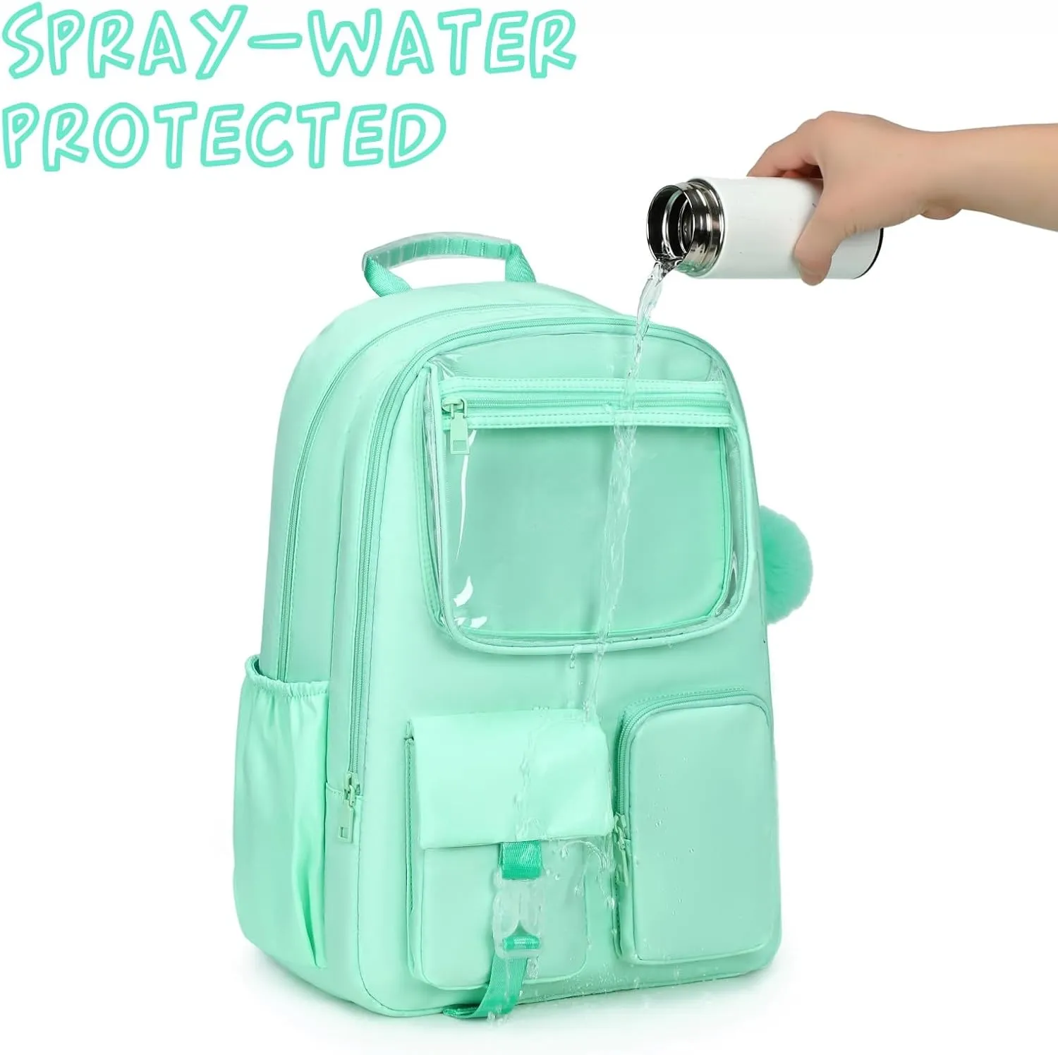 15.6 Laptop Backpack for Girls Bookbag College Middle High School Bag for Student Green Plain