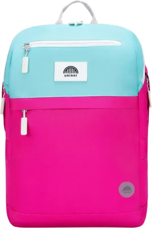 16" Kid's Backpack for Girls and Boys Age 6  with Padded, and Adjustable Shoulder Straps. Fits for Height 3'9" Above Kids (Color Block Fuchsia/Green)