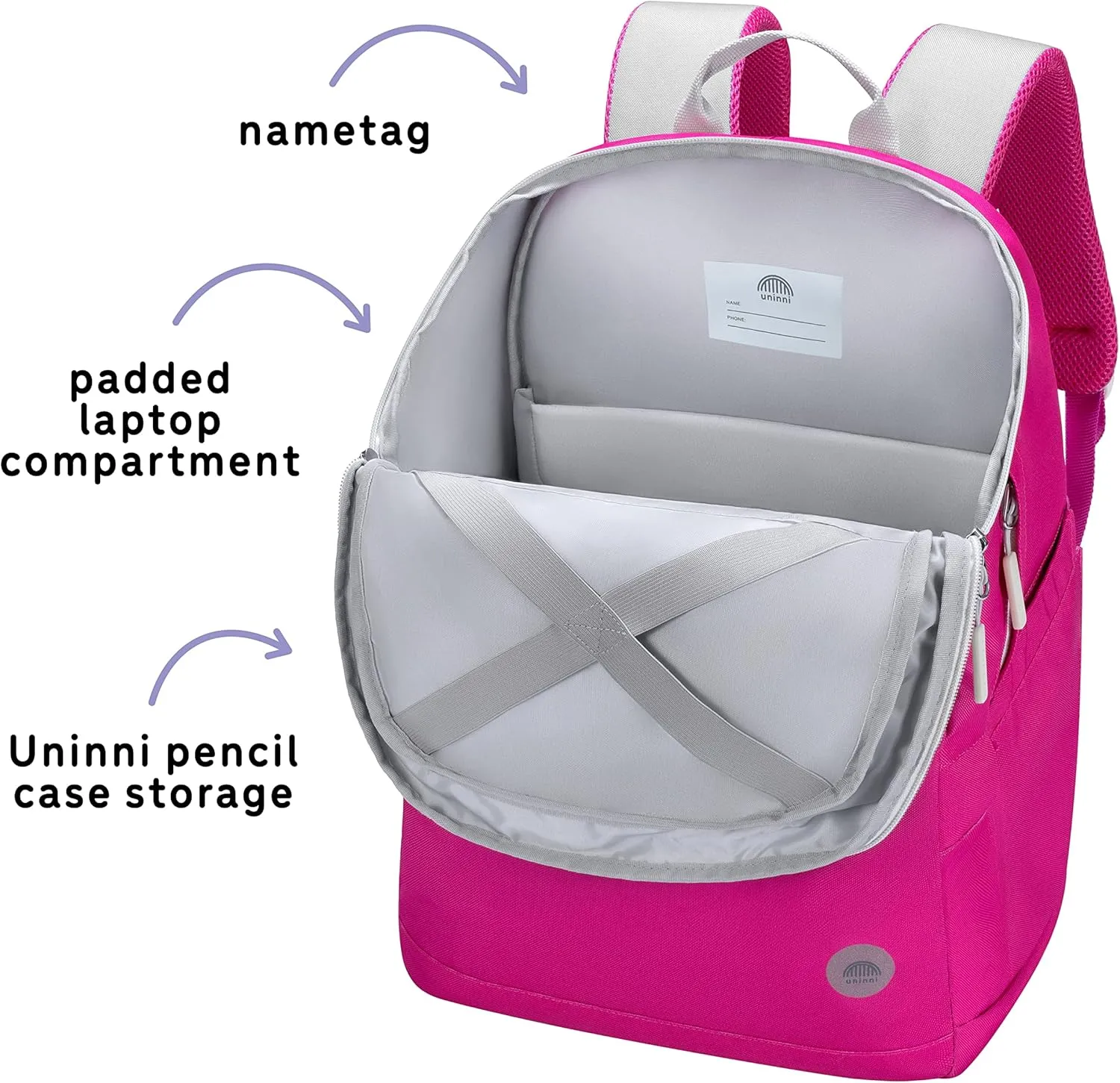 16" Kid's Backpack for Girls and Boys Age 6  with Padded, and Adjustable Shoulder Straps. Fits for Height 3'9" Above Kids (Color Block Fuchsia/Green)