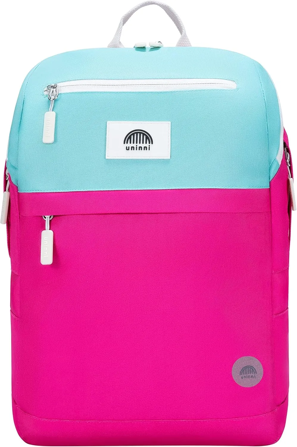 16" Kid's Backpack for Girls and Boys Age 6  with Padded, and Adjustable Shoulder Straps. Fits for Height 3'9" Above Kids (Color Block Fuchsia/Green)