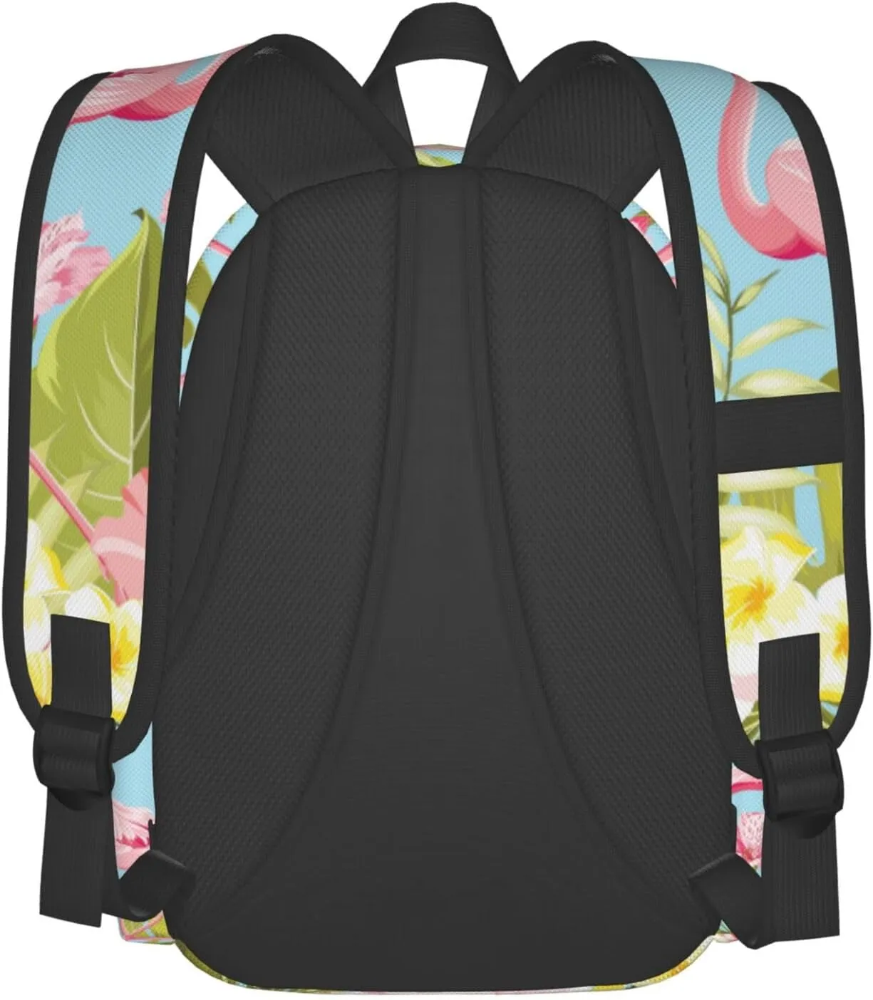 17 inch Backpack Flamingos in Tropical Hibiscus Laptop Backpack School Bookbag Shoulder Bag Casual Daypack