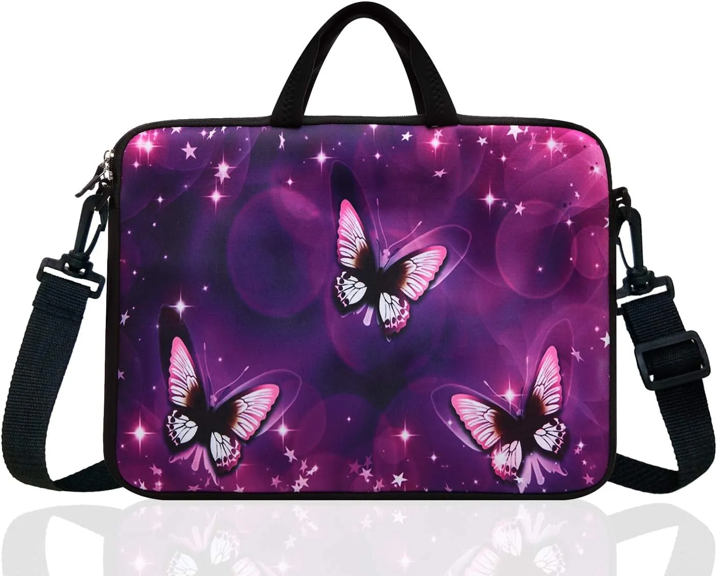 17-Inch to 17.3-Inch Neoprene Laptop Shoulder Messenger Bag Case Sleeve For 16 16.5 17 17.3" Inch Acer/Asus/Dell/Lenovo/HP/Macbook (Butterfly)