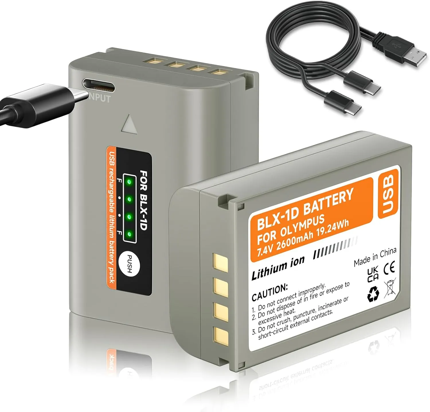 2 Pack BLX-1 Battery Olympus OM System OM-1/ OM1/ OM-1 ii / OM1 2 / OM-1 Mark II Mirrorless BLX-1 BLX1 Blx 1 SBCX-1 Lithium-Ion Replacement Camera Battery with Built-in USB-C Charging Port