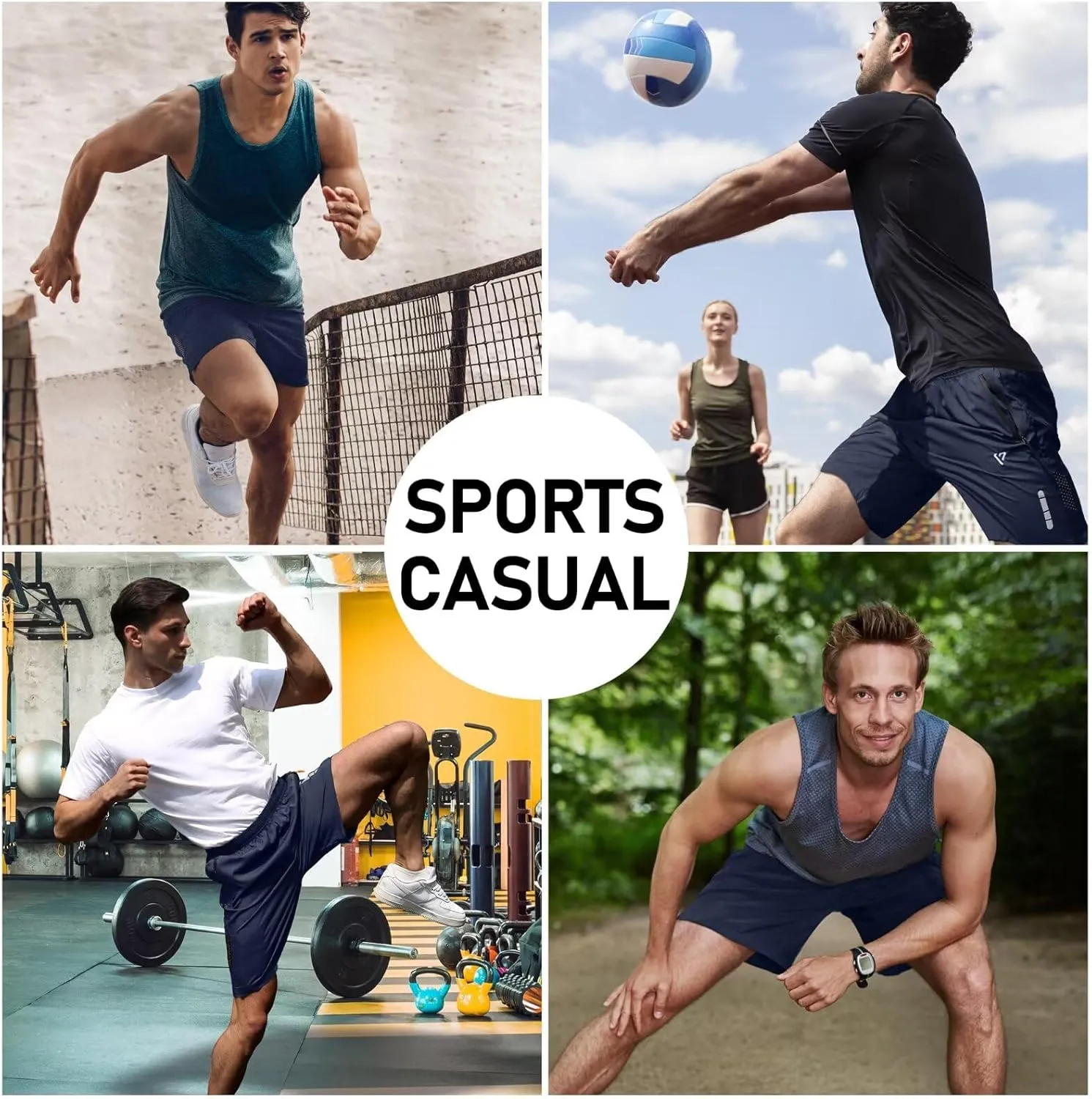 2 Pack Mens Athletic Shorts Quick Dry 7 Inch Running Shorts Breathable Mesh Gym Workout Shorts with Zipper Pockets