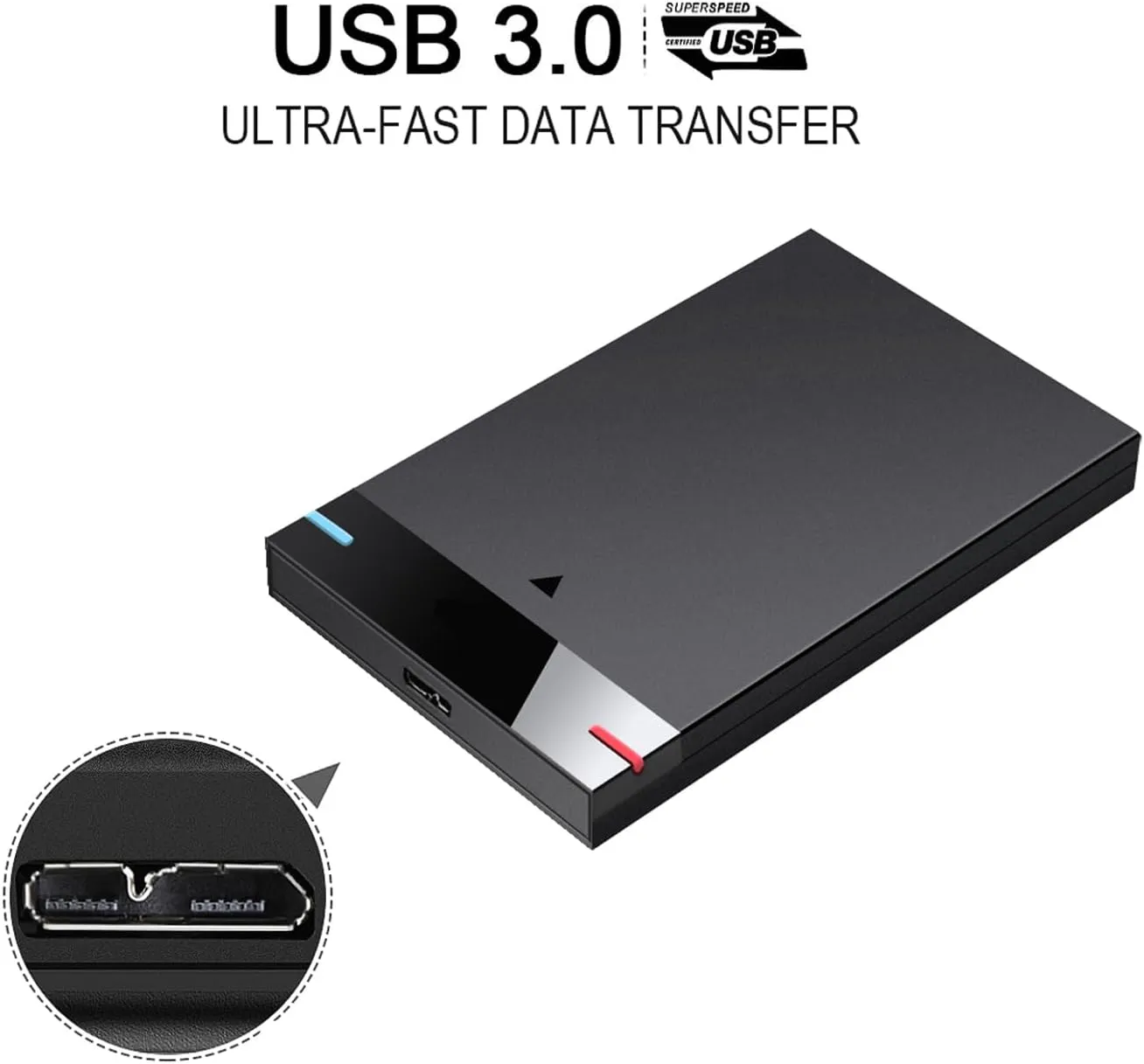 2.5'' 250GB Ultra Slim Portable External Hard Drive USB3.0 HDD Storage for PC, Desktop, Laptop, MacBook, Chromebook, Xbox One