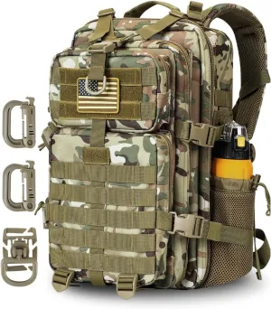 30L MOLLE Assault Pack, Tactical Backpack Military Army Camping Rucksack with Bottle Holder, 3-Day Pack, CP