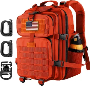 30L MOLLE Assault Pack, Tactical Backpack Military Army Camping Rucksack with Bottle Holder, 3-Day Pack, Orange