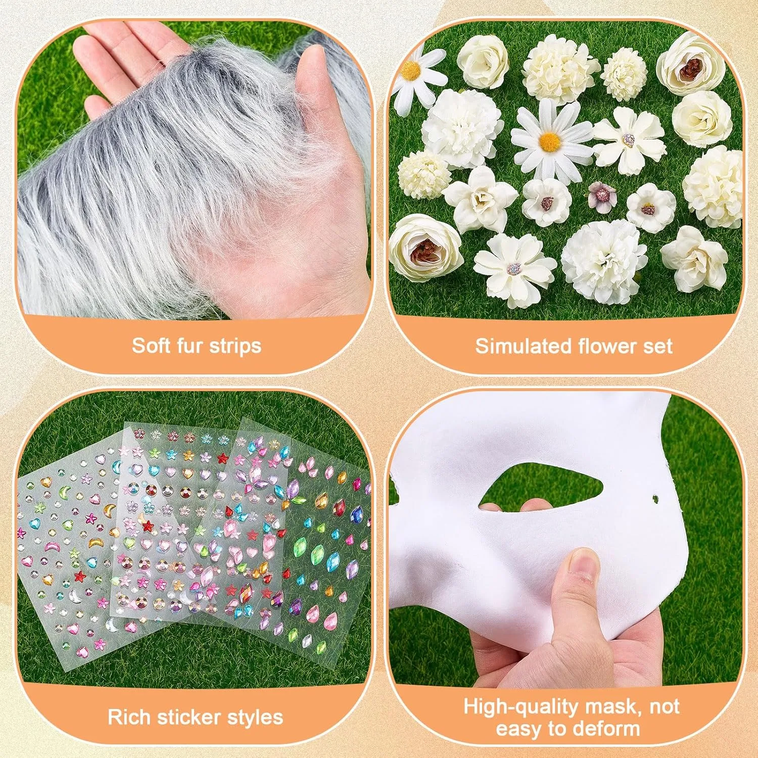 31 Pcs DIY Therian Mask Kit Blank Cat Mask Material Kit Accessories Set for Therian Gear Stuff