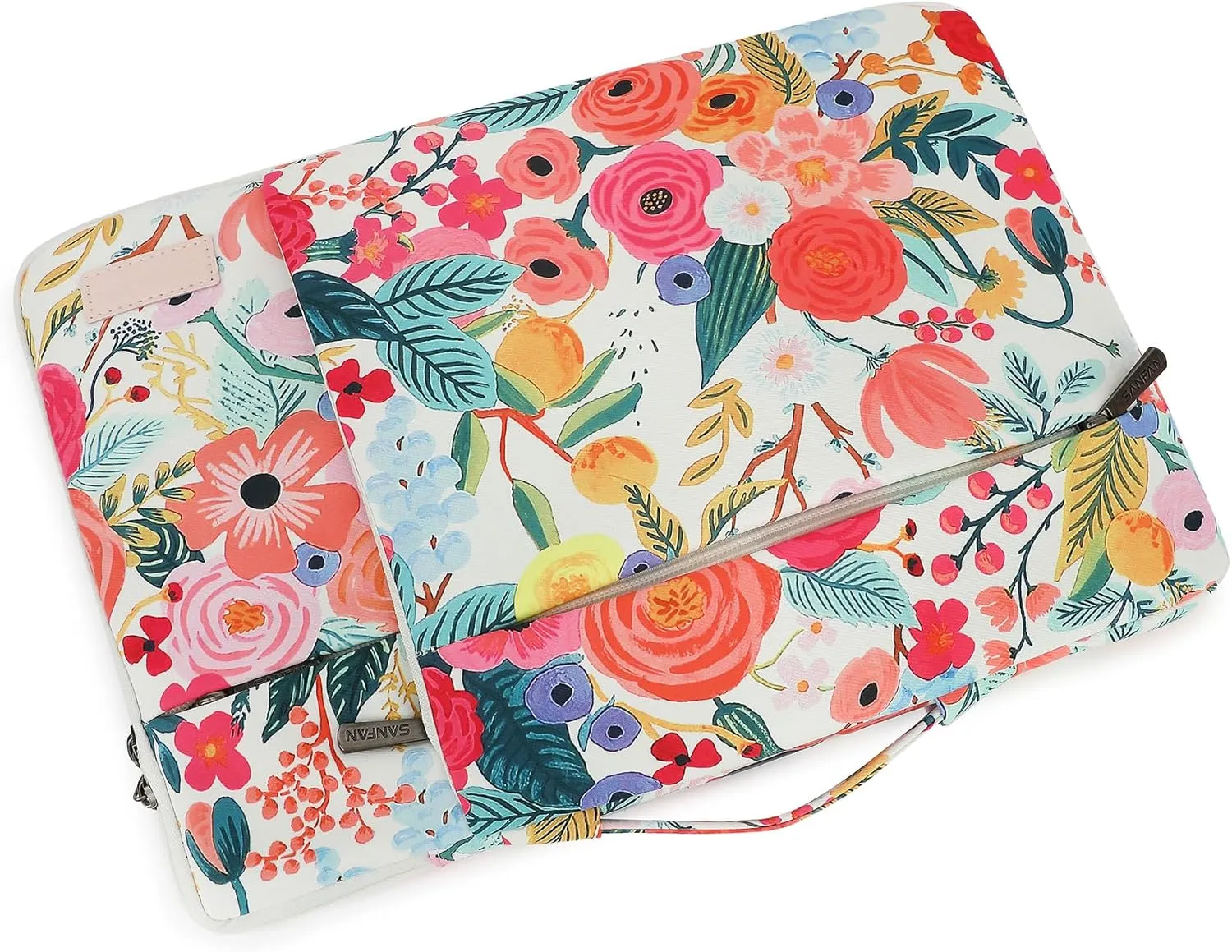 360° Protective 3 Pockets Laptop Sleeve Case Bag with Handle for MacBook Air 15 inch,MacBook Pro 16 inch and 15.6 inch Screen Laptop (Watercolor Flowers)