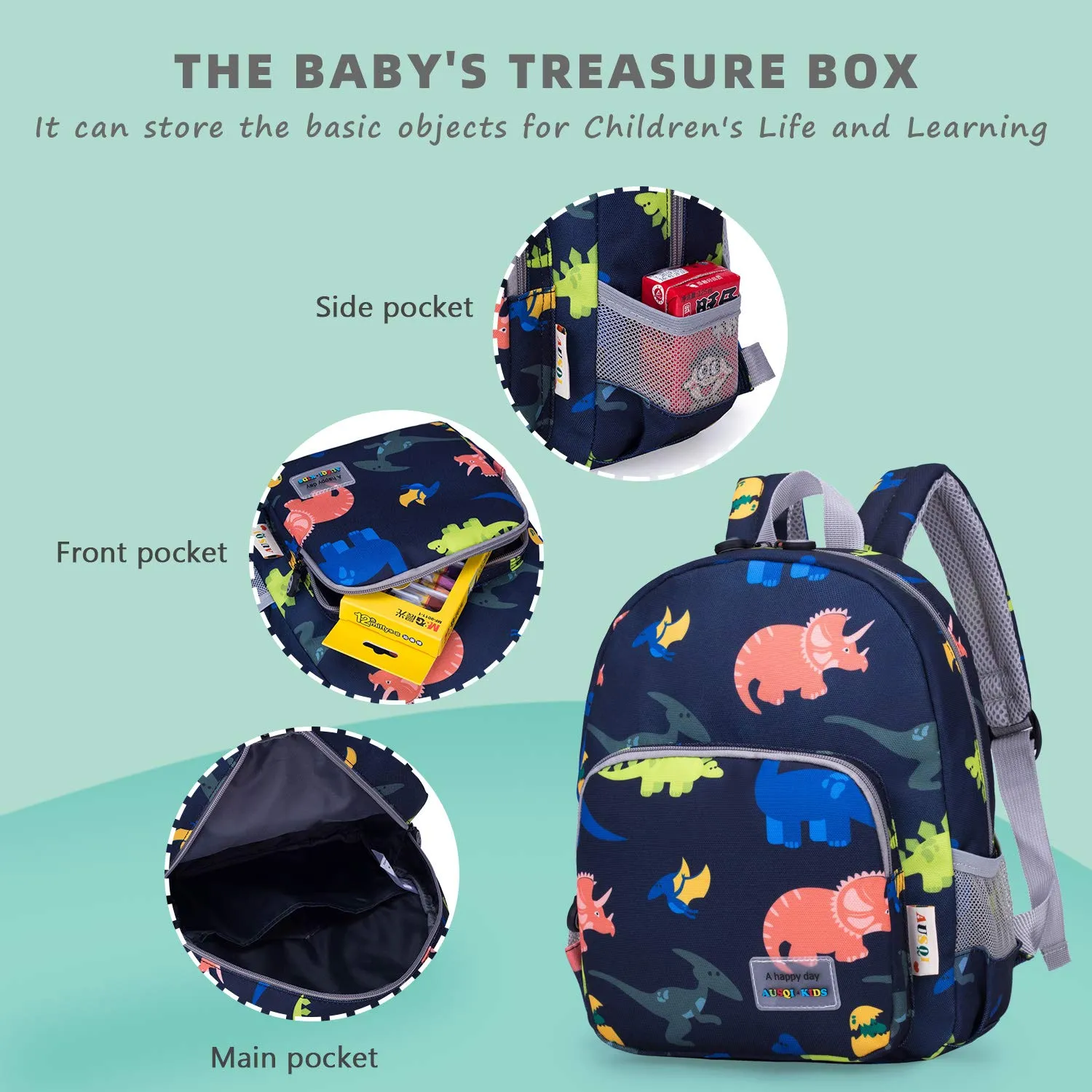 3D Dinosaur Backpack Toddler Backpacks for Boys and Girls Kids Backpack Waterproof Preschool Safety Harness Leash (Deep Blue)