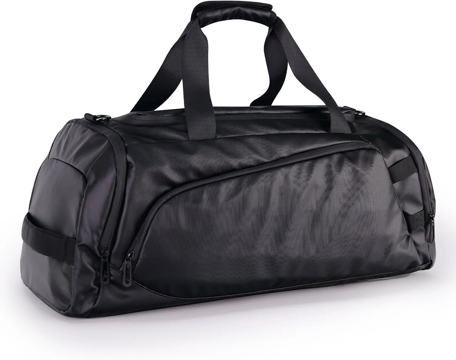 40L Travel Duffle Bag with Shoe Compartment, Waterproof Gym Bag with Multiple Compartments, Black (Basic)
