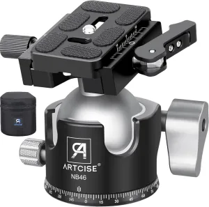 46mm Low ProfileTripod Ball Head with Lever Release ARTCISE Heavy Duty Ball Head Camera Ball Head with Arca Swiss Quick Release Plate for Camera Tripod Monopod DSLR Camcorder Telescope Max Load 55lbs