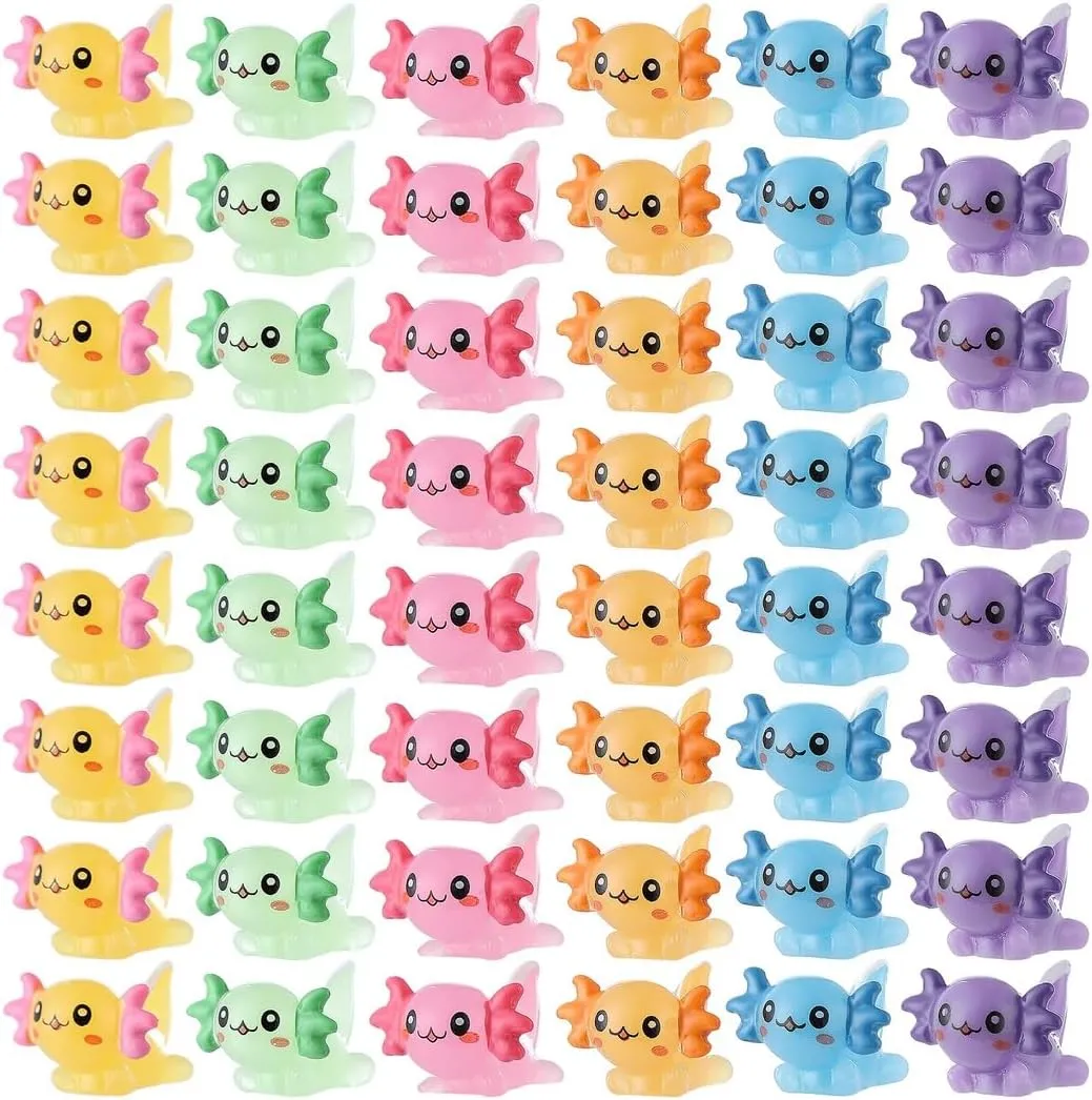 48 Mini Resin Axolotl Figures, Cute Animal Charms for DIY Crafts, Dollhouses, and Aquarium Decorations