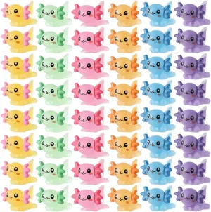 48 Mini Resin Axolotl Figures, Cute Animal Charms for DIY Crafts, Dollhouses, and Aquarium Decorations