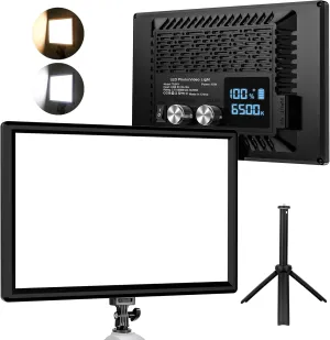 9" LED Video Light, Dimmable Camera Light with Built-in 5000mAh Li-ion Battery, CRI 97, Type C Ports, 3000-6500K Photo Light for Studio/Outdoor Photography, Vlog,Video Conference, Live Stream