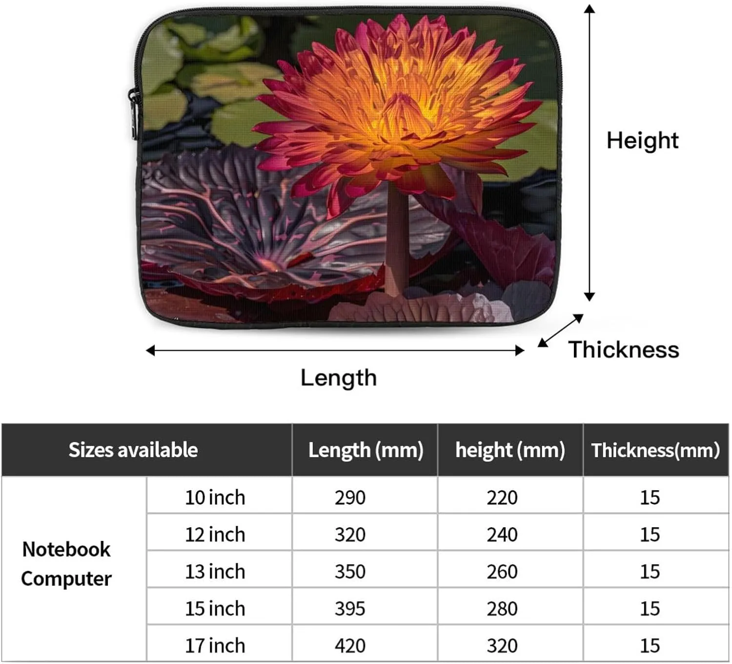 A Blooming Water Lily Laptop Inner Bag Laptop Sleeve Case Briefcase Carrying Laptop Cover