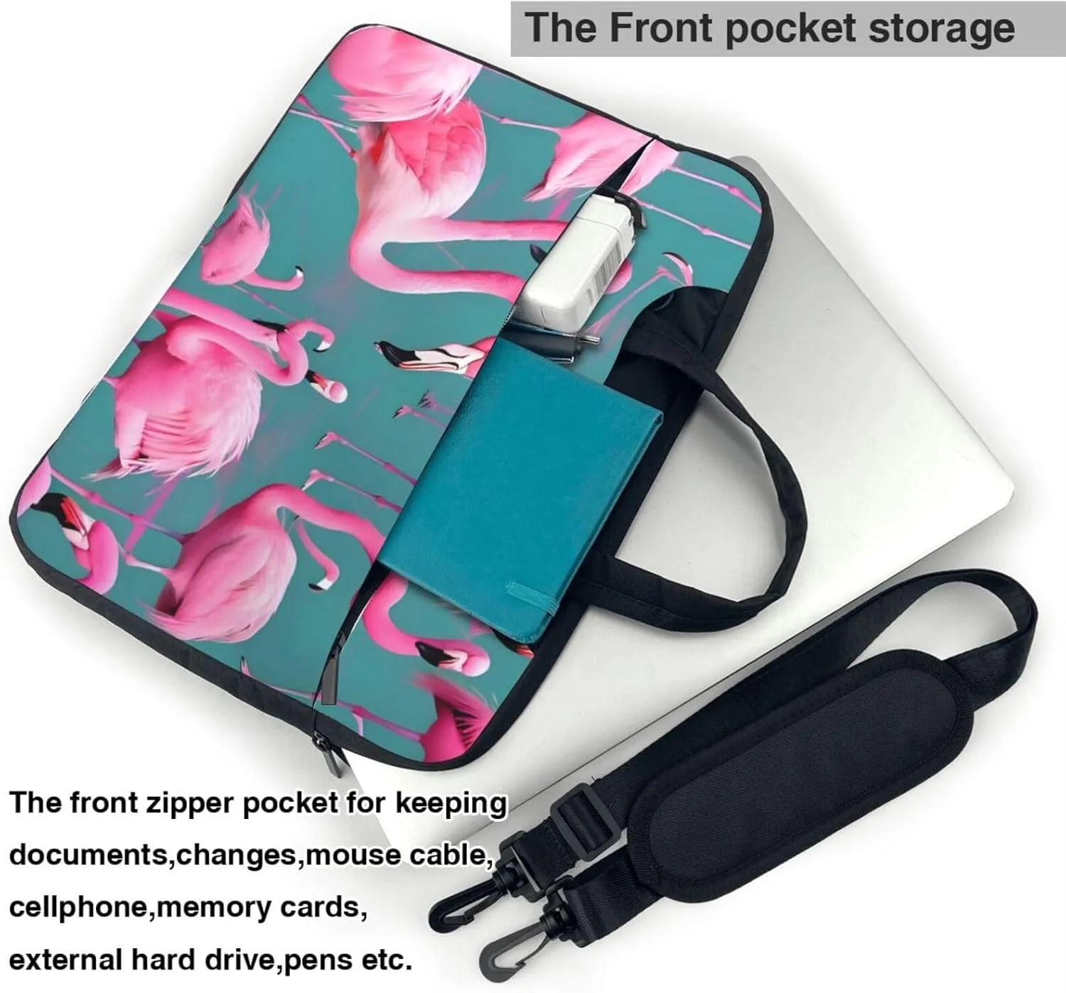 A Flock Of Flamingos Laptop Shoulder Bag,# Ultra Slim And Portable, With Padded Shoulder Strap And Handleã€‚