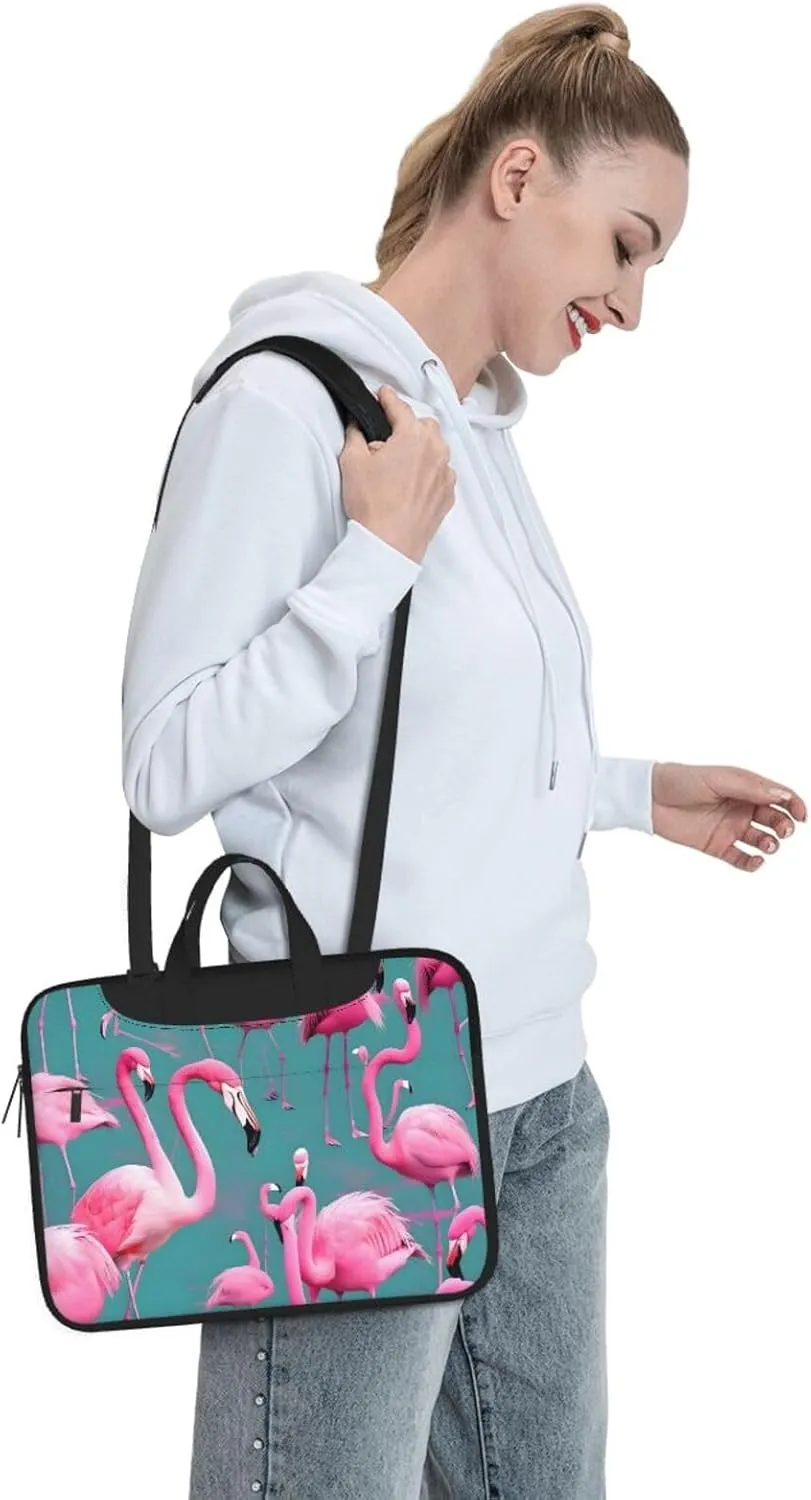 A Flock Of Flamingos Laptop Shoulder Bag,# Ultra Slim And Portable, With Padded Shoulder Strap And Handleã€‚