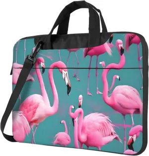 A Flock Of Flamingos Laptop Shoulder Bag,# Ultra Slim And Portable, With Padded Shoulder Strap And Handleã€‚