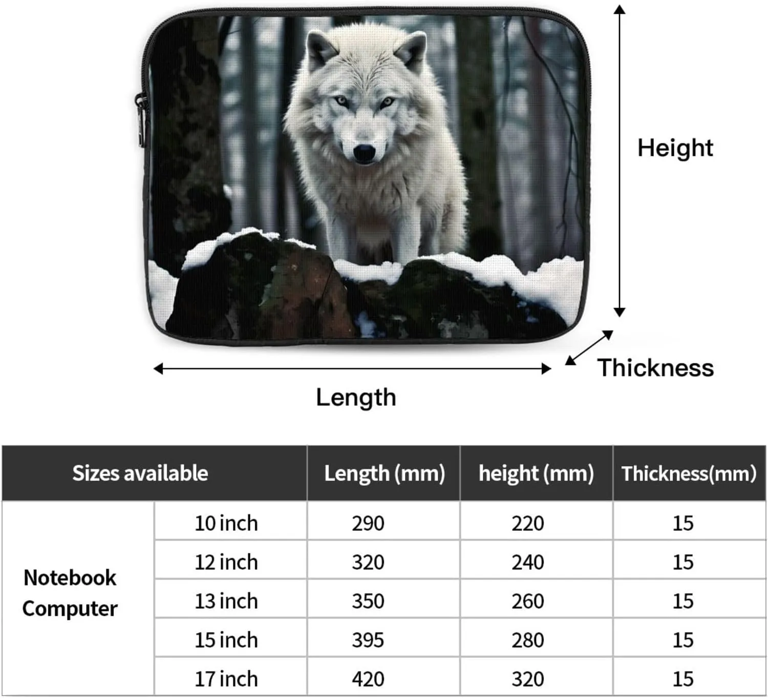 A Lone Wolf Pattern Shockproof Portable Laptop 13 inch Sleeve Bag for Men and Women - Ideal for Business Travel, School, and Daily Use