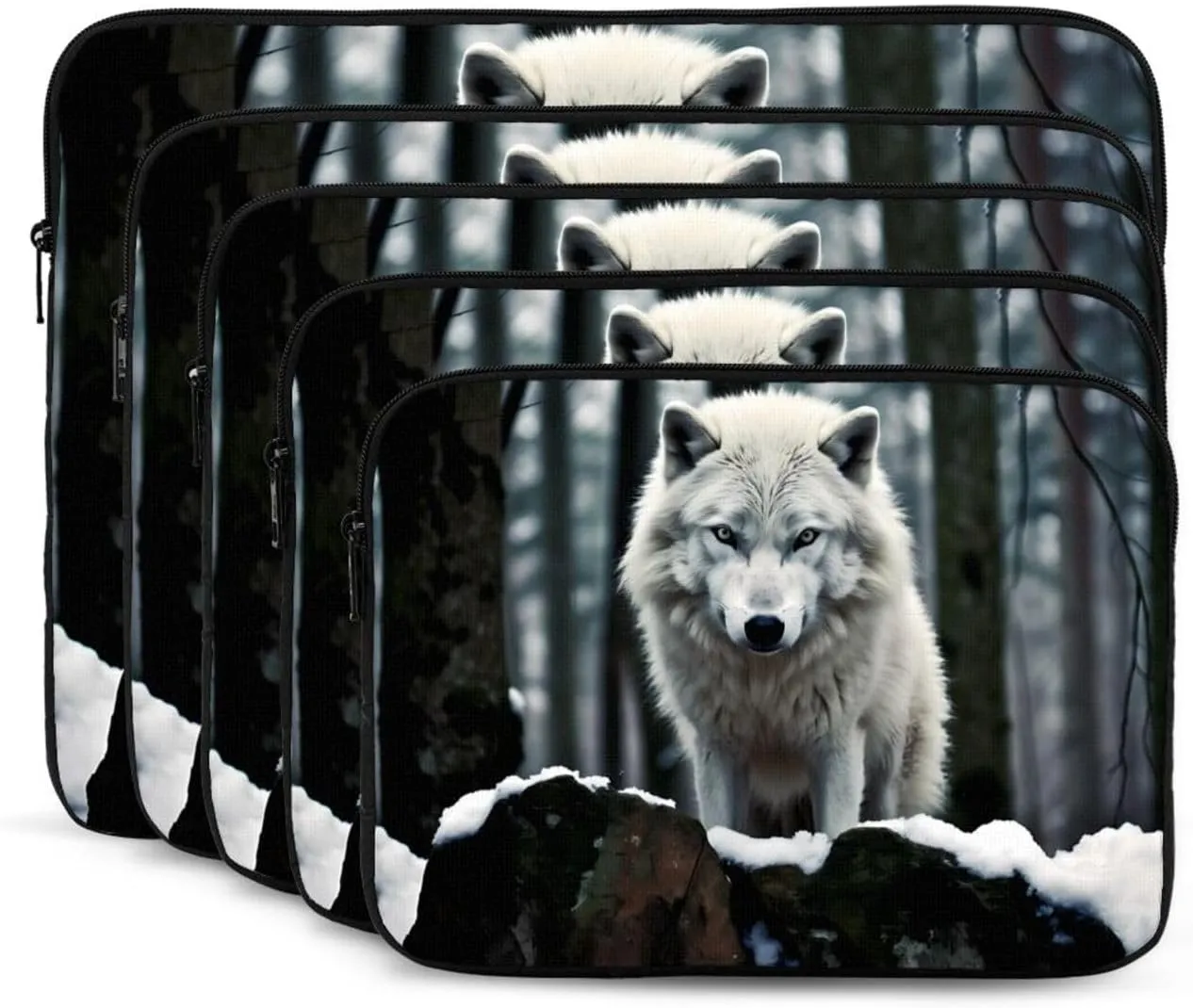 A Lone Wolf Pattern Shockproof Portable Laptop 13 inch Sleeve Bag for Men and Women - Ideal for Business Travel, School, and Daily Use