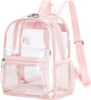 abshoo Clear Mini backpack Stadium Approved 12x12x6 Clear Bag Transparent Small Backpacks (Pink)