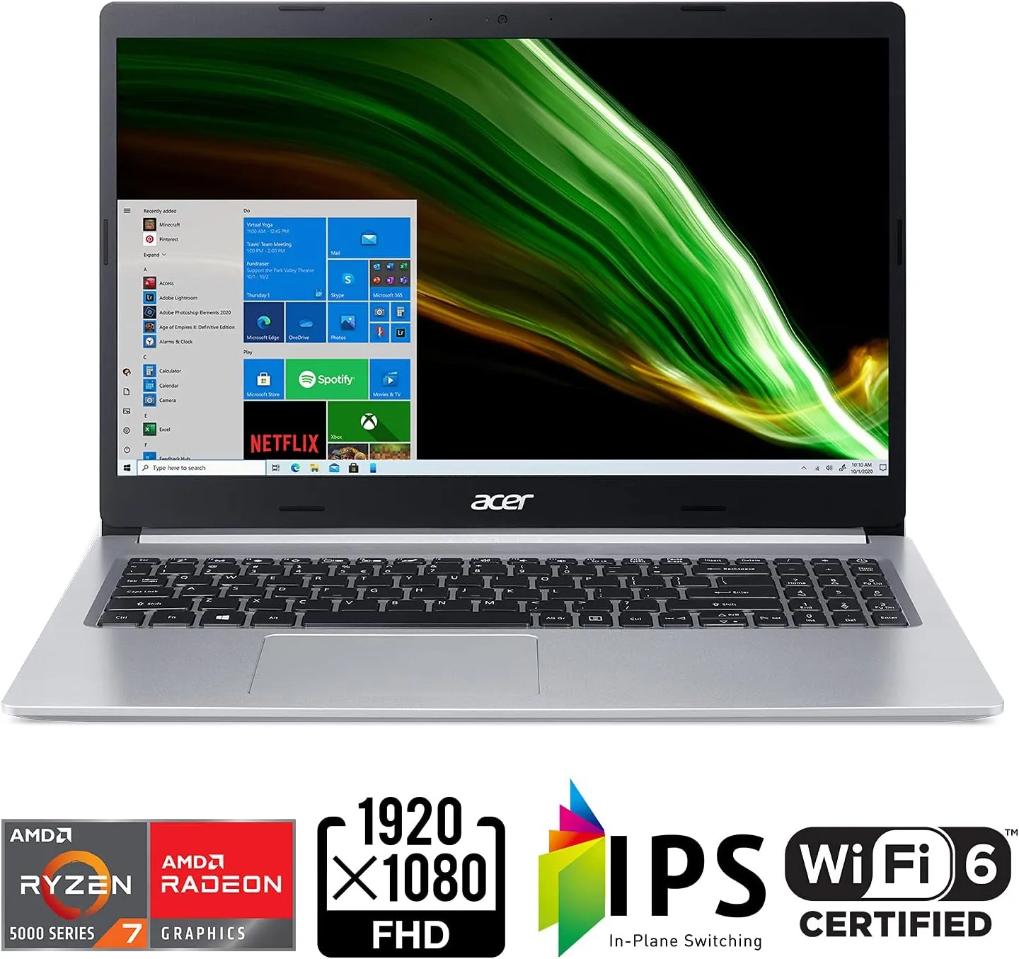 Acer Aspire 5 A515-45-R8K1 Slim Laptop | 15.6" Full HD IPS | AMD Ryzen 7 5700U Octa-Core Mobile Processor | AMD Radeon Graphics | 8GB DDR4 | 512GB NVMe SSD | WiFi 6 | Backlit KB | Windows 11 Home