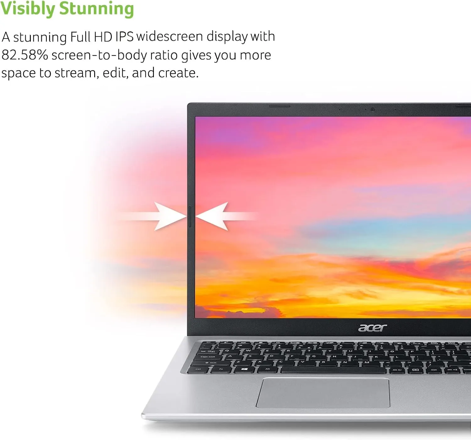 Acer Aspire 5 A515-56-32DK Slim Laptop - 15.6" Full HD IPS Display - 11th Gen Intel i3-1115G4 Dual Core Processor - 4GB DDR4 - 128GB NVMe SSD - WiFi 6 - Amazon Alexa - Windows 11 Home in S mode.