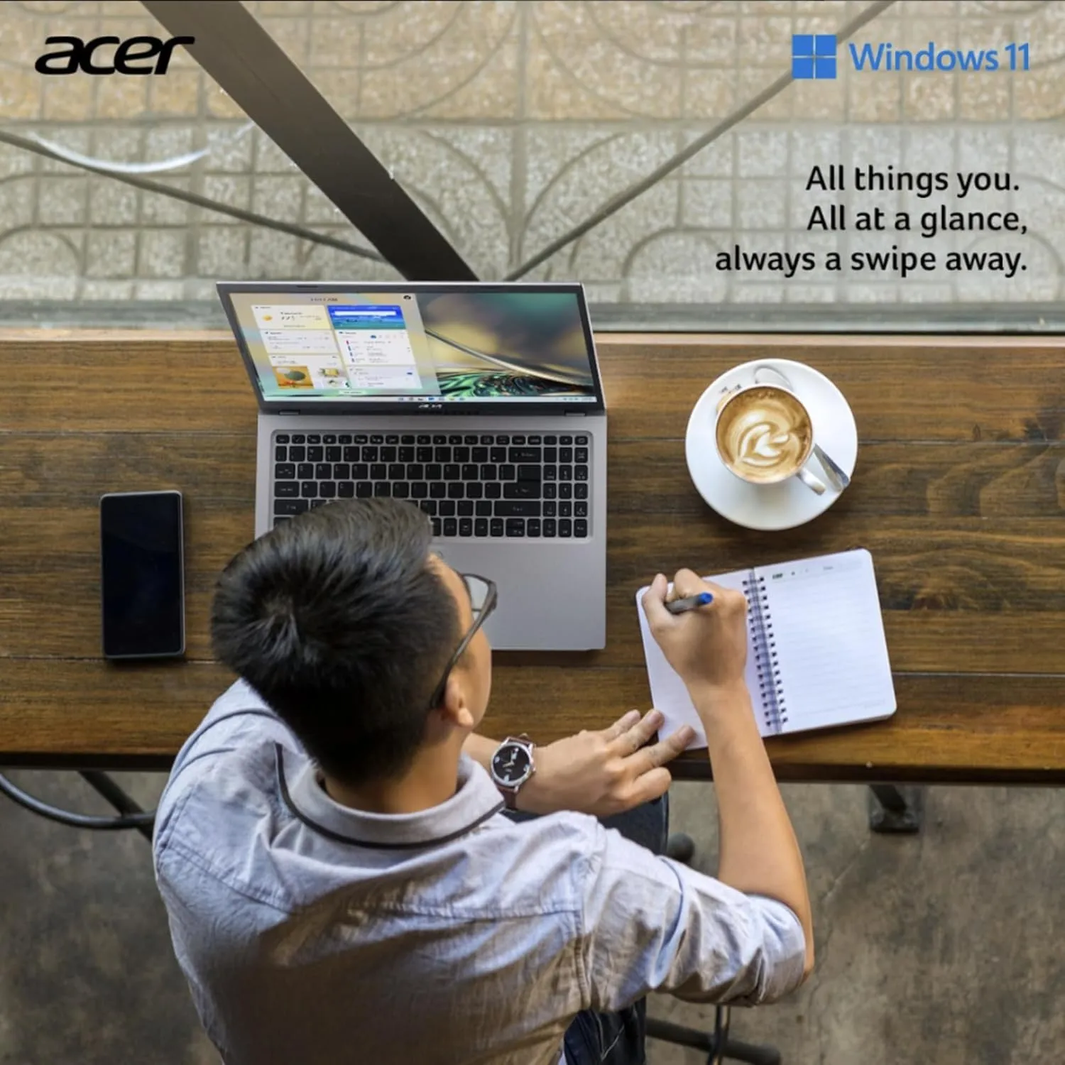 acer Aspire Premium Slim Laptop - 15.6" Full HD IPS 1080P Display - AMD Ryzen 3 7330U Quad-Core Processor - 16GB RAM - 512GB NVMe SSD - Webcam - Wi-Fi 6 - AI PC - Windows 11 Pro - No Mouse