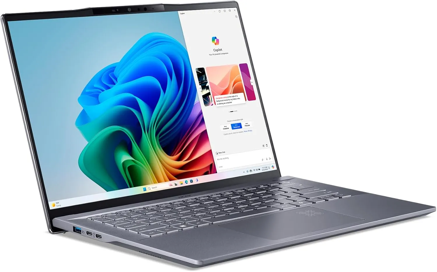 acer Swift 14 AI Copilot  PC | 14.5" 2.5K 120Hz Display | Unlock AI Experiences | Snapdragon X Plus 10-Core Processor | 16GB LPDDR5X | 1TB Gen 4 SSD | Wi-Fi 7 | Windows 11 Home | SF14-11-X128